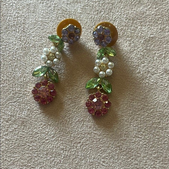 Jewelry - Purple and Green Crystal Drop Earrings